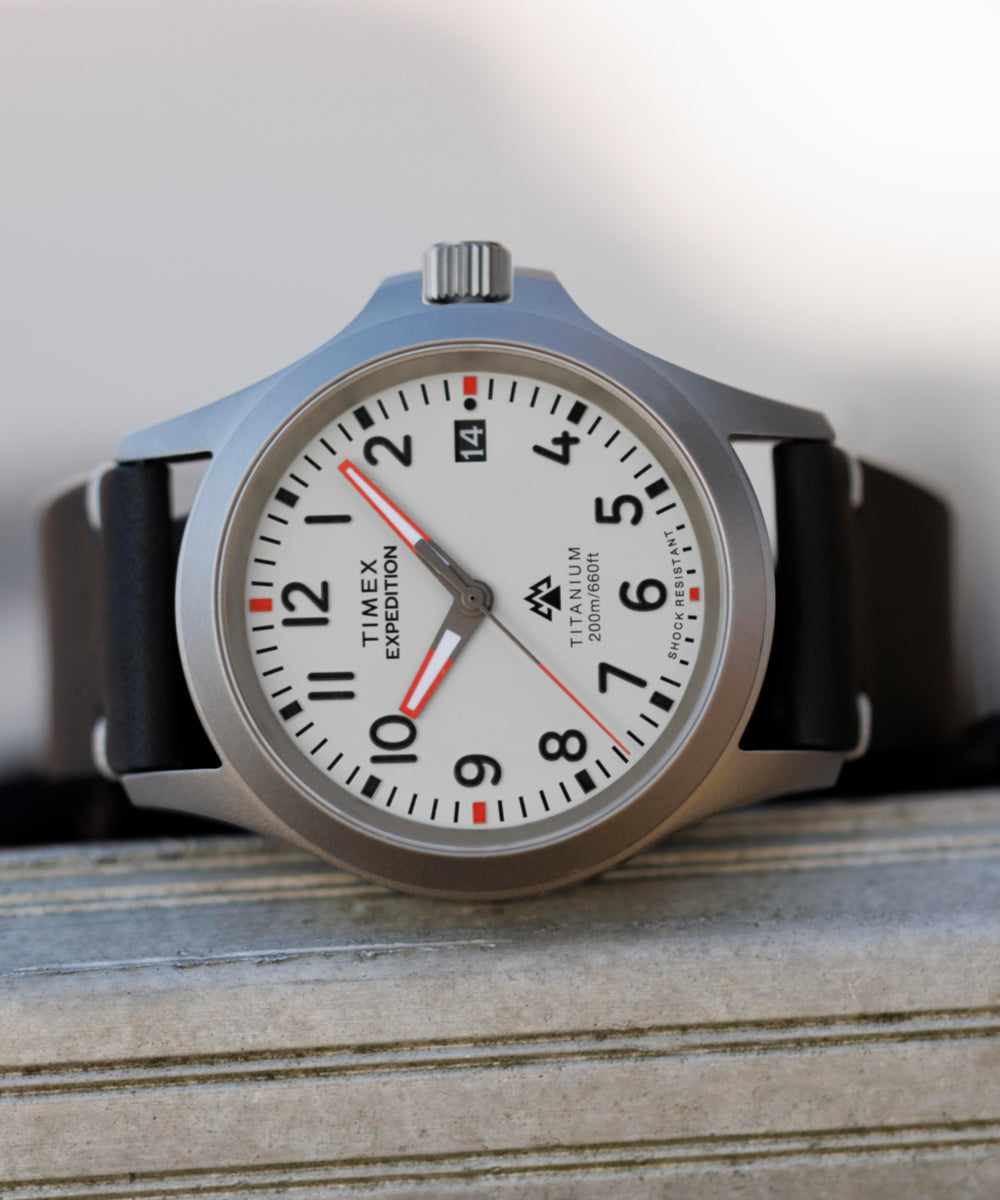 Expedition Titanium 38mm Leather Strap Watch