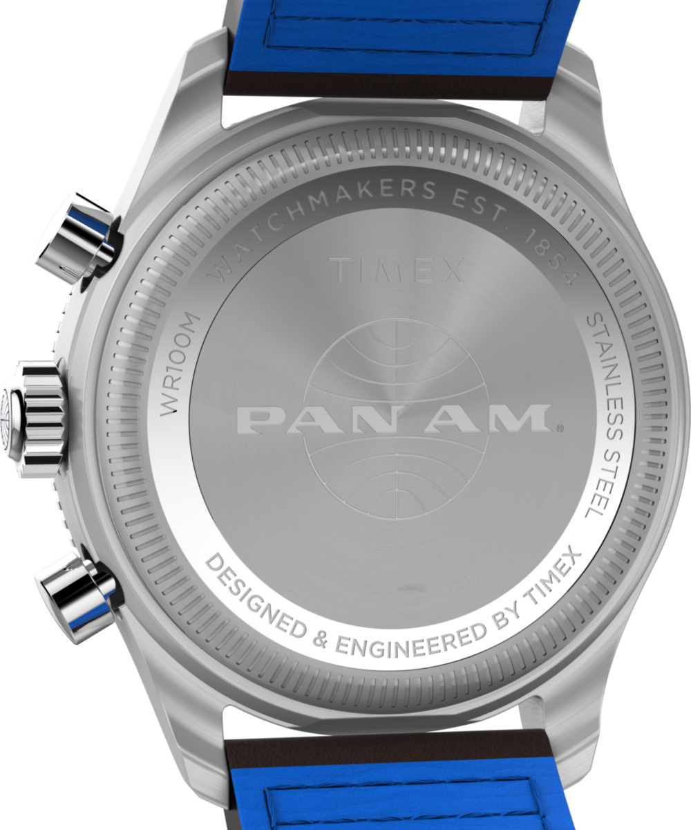 Timex Fly-Back Chronograph x Pan Am® 43mm Leather Strap Watch