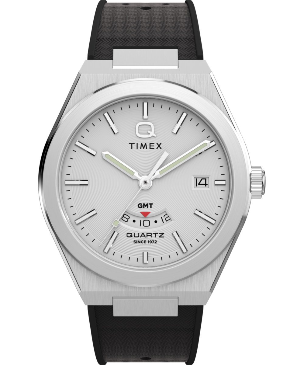 Q Timex® Continental GMT 39mm Synthetic Rubber Strap Watch